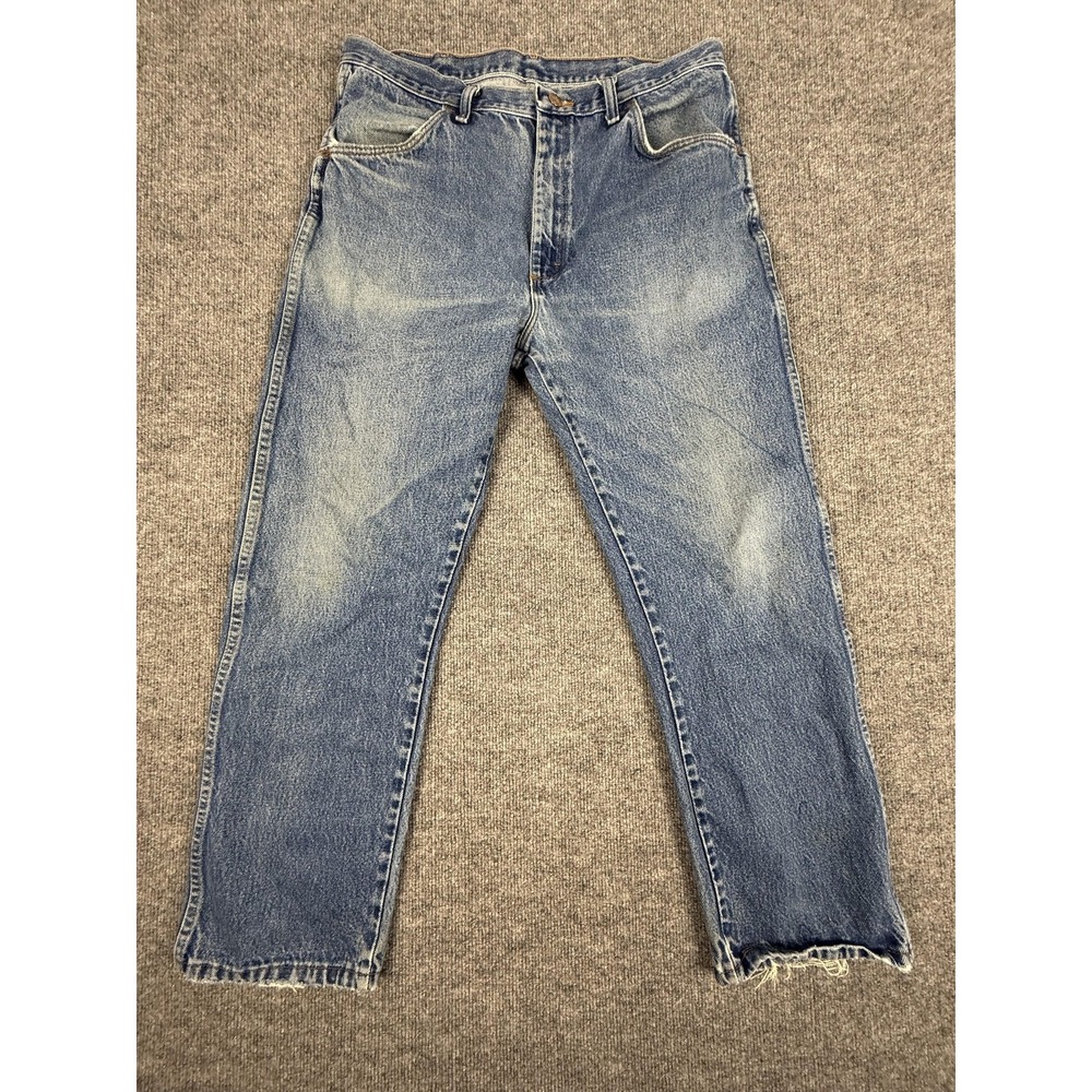 Rustler Jeans Mens 37x29 Blue Denim Straight Leg Classic Fit Workwear Pants